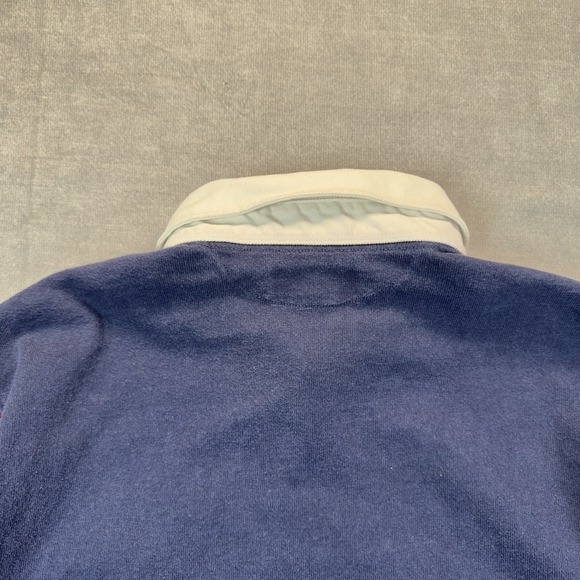 Polo Ralph Lauren Rugby Shirt Mens XL Blue Burgundy Striped Crest Heavyweight - Picture 6 of 11